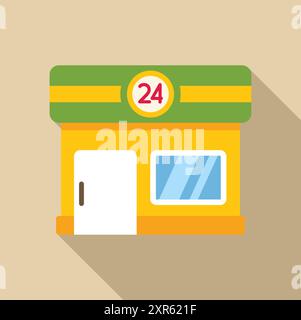 Simple 24-hour convenience store icon. Retail store. Editable vector ...