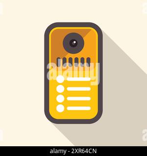Yellow intercom system is allowing communication and enhancing security in an apartment building Stock Vector