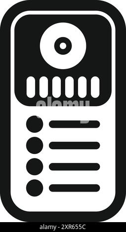 Simple black and white icon of an intercom system showing security Stock Vector