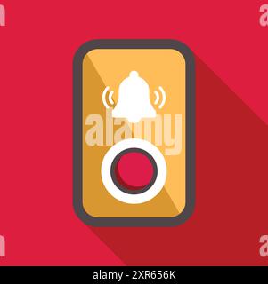 Minimalist illustration featuring a smartphone displaying a notification alert, characterized by a ringing bell icon and a red button Stock Vector