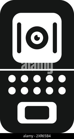 Black and white icon of an intercom device enabling communication through audio and video Stock Vector