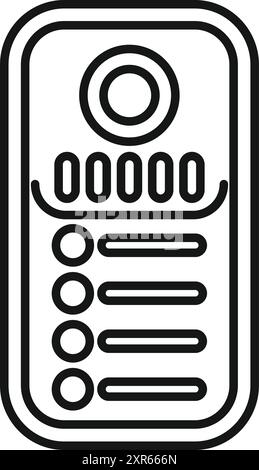 Line icon of a intercom device showing digital display for communication Stock Vector
