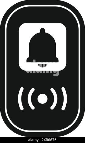 Black glyph icon for a wireless intercom system showing a bell icon Stock Vector