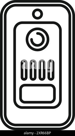 Line art icon of an intercom system, enabling communication and enhancing security Stock Vector