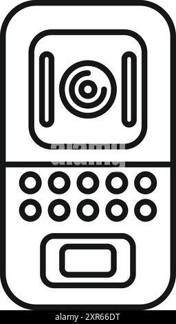 Line art icon of an intercom device showing a security system Stock Vector