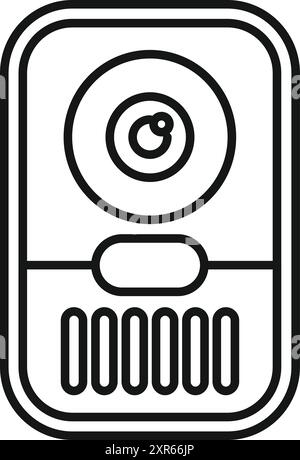 Line art icon of a video doorbell camera providing home security and a monitoring system Stock Vector