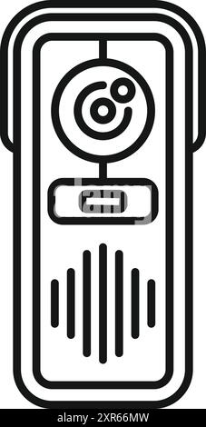 Line icon of a modern wireless intercom system with camera recording, ideal for home security and communication Stock Vector
