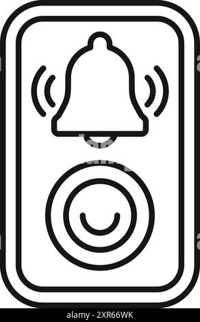 Doorbell ringing icon, outline style, suitable for security system interfaces Stock Vector