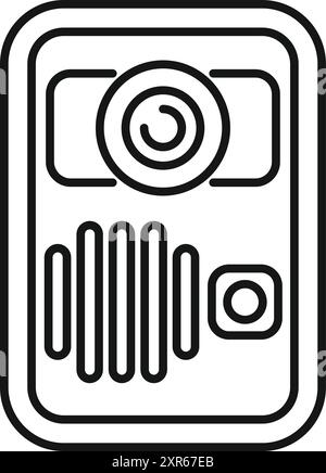 Line art icon of an intercom system, allowing for secure communication and access control Stock Vector