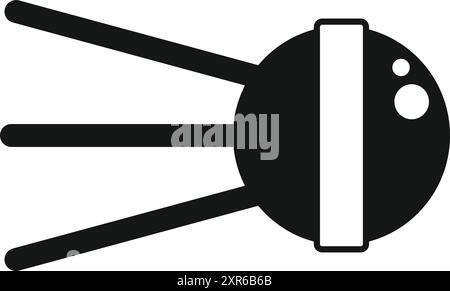 Simple icon of a space satellite orbiting earth transmitting signals Stock Vector