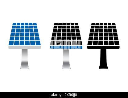 Solar panel icons. Solar energy silhouettes. Solar energy icon vector illustration. Stock Vector