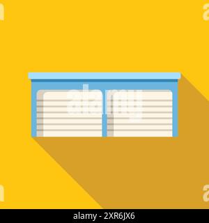 Large automatic double garage door closing on yellow background Stock Vector