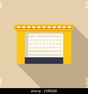 Illustration of a yellow automatic garage door closing with a long shadow Stock Vector