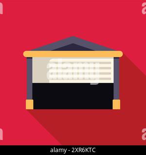 Modern garage door is protecting a contemporary building in this colorful flat illustration Stock Vector