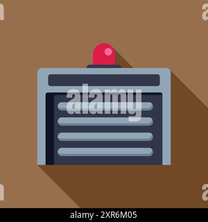 Fire station garage door with open sign and siren is waiting for fire engine to go on emergency call Stock Vector