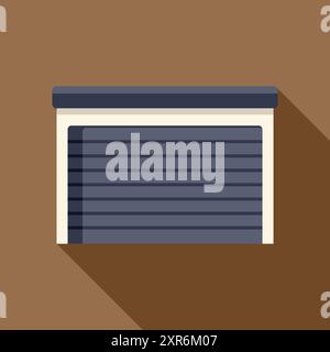 Closed garage door on modern building with long shadow Stock Vector