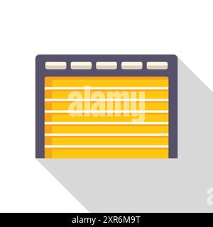 Closed automatic garage door with a long shadow on white background Stock Vector