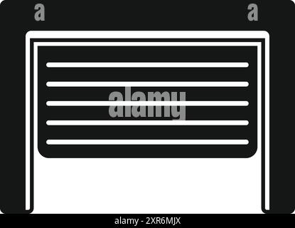 Automatic security garage door system providing protection, black and white icon illustrating a security concept Stock Vector