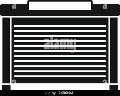Black and white icon of a closed roll up garage door, providing security and peace of mind Stock Vector