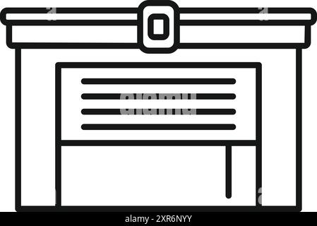 Garage door being opened with automatic remote control system, linear icon Stock Vector