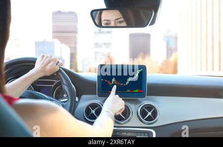 Business man analyzing stock market trading graph financial data - Economy background Stock Photo