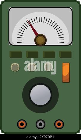Analog measuring device with buttons and knobs showing the current value on a scale Stock Vector
