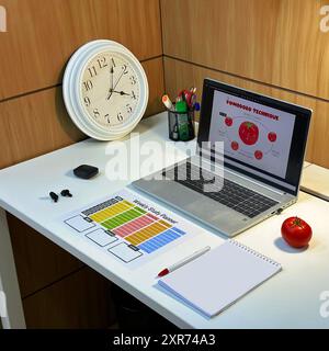 Maximize Productivity with the Pomodoro Technique: Focused Task Prioritization and Digital Planning for a Balanced Remote Work Routine Stock Photo