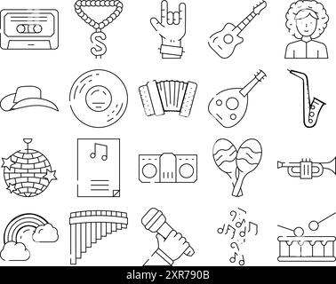 Music Genres Audio Performance Icons Set Vector Stock Vector