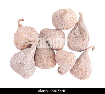 dried baby figs isolated on white background with clipping path, heap of whole figs close-up Stock Photo