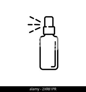 Spray bottle isolated line art icon of sprayer disinfection, cleaner pictogram. Vector antibacterial alcohol agent, sanitizer. Stock Vector