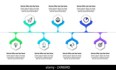 Infographic template with icons and 7 options or steps. Hexaons. Can be used for workflow layout, diagram, banner, webdesign. Vector illustration Stock Vector