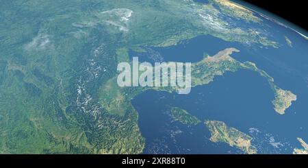 Satellite view of the Alps, Europe Stock Photo