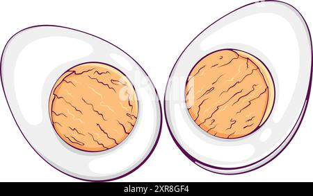 Half a boiled egg color Stock Vector