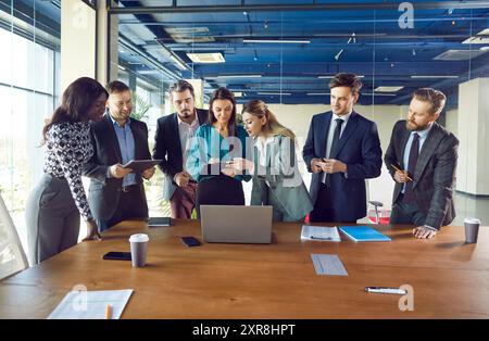 Office Team Collaborating During Group Meeting And Communication Stock Photo