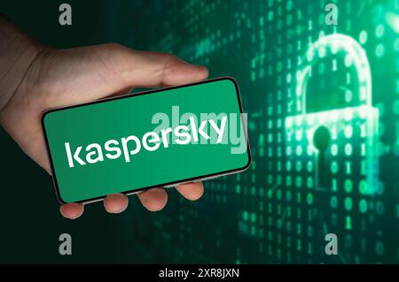 Kaspersky Lab - antivirus provider displayed on mobile device Stock Photo
