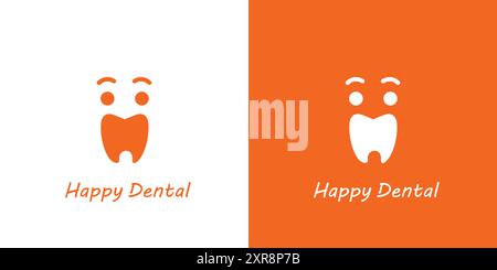 The happy Dental logo design is unique and fun Stock Vector