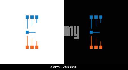 The E electronics logo design is unique and modern Stock Vector