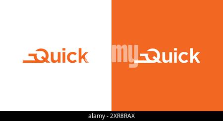 The Quick logo design is fast and modern Stock Vector