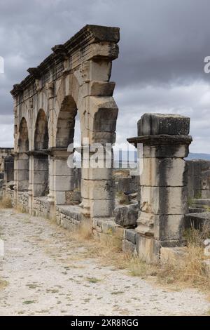 Volubilis is a partly-excavated Berber-Roman city in Morocco sit Stock Photo