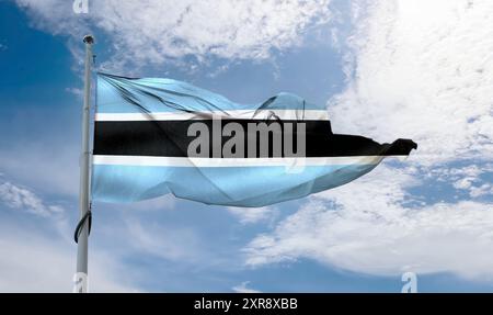 Botswana flag - realistic waving fabric flag. Stock Photo