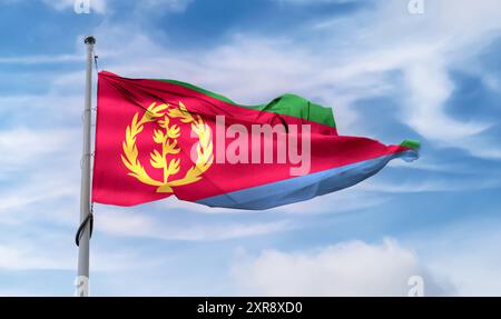 Eritrea flag - realistic waving fabric flag. Stock Photo