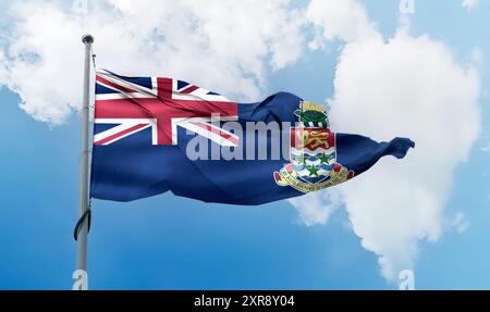 Cayman Islands flag - realistic waving fabric flag. Stock Photo