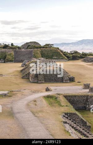 Monte Alban, Oaxaca. View of old ruins of archaeological zone Stock Photo