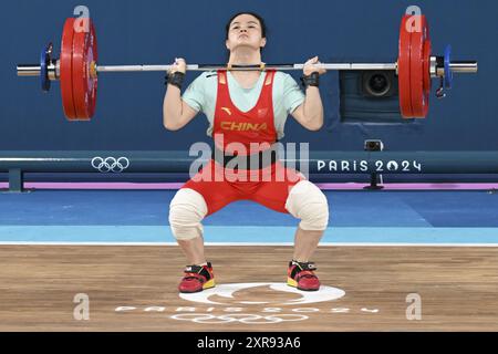 LUO Shifang (China) Gold medal, Weightlifting, Women&#39;s 59kg during the Olympic Games Paris 2024 on 8 August 2024 at South Paris Arena in Paris, France Stock Photo