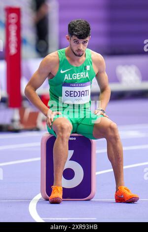 Paris, France. 09th Aug, 2024. PARIS, FRANCE - AUGUST 9: Djamel Sedjati of Algeria competing in the Men's 800 Semifinal during Day 14 of Athletics - Olympic Games Paris 2024 at Stade de France on August 9, 2024 in Paris, France. (Photo by Rene Nijhuis/BSR Agency) Credit: BSR Agency/Alamy Live News Stock Photo