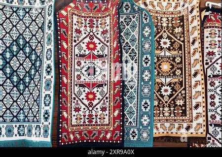 The samples of Romanian traditional carpets Stock Photo