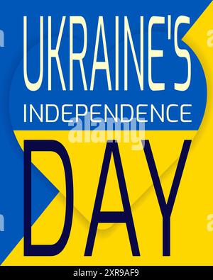Poster for the Independence Day of Ukraine. Blue and yellow heart with the inscription Ukraine's Independence Day. Stock Vector