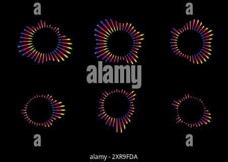 Sound waves equalizer spectrum set, Radio frequency Circle audio waves. Vector illustration design elements isolate Stock Vector