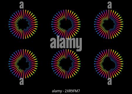 Sound waves equalizer spectrum set, Radio frequency Circle audio waves. Vector illustration design elements isolate Stock Vector