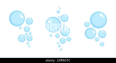 Air bubbles flat set, soap foam oxygen bubbles, vector design elements isolate Stock Vector